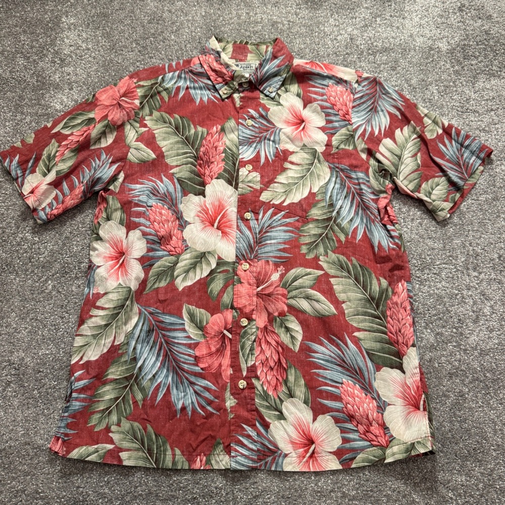 Vintage Avanti Shirt Mens Large Floral Cotton Hawaiian Aloha Tropical Coastal